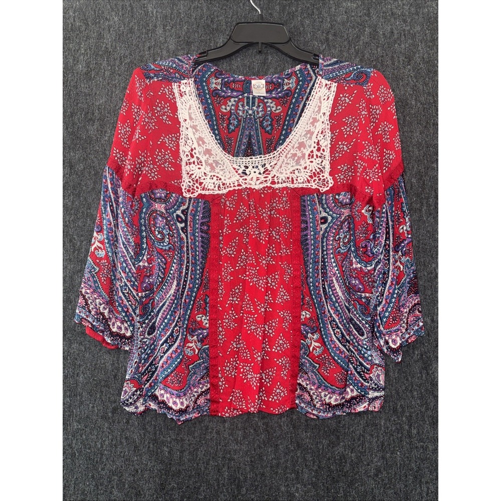 Bila  Women's Floral Tunic Top Size L‎ Boho  Paisley Peasant Feminine  Romantic